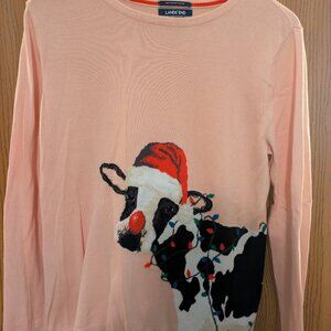 Lands End Christmas Cow Sweater (Medium)